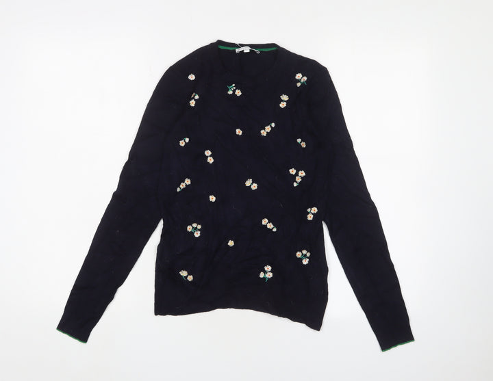 Warehouse Women's Blue Embroidered Pullover Jumper Size 4