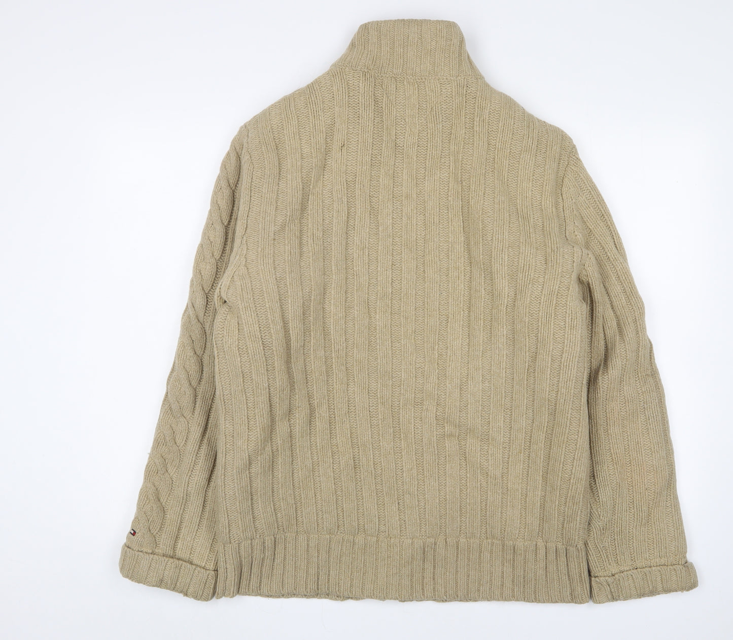 Tommy Hilfiger Beige Wool Full Zip Men's Jumper - L