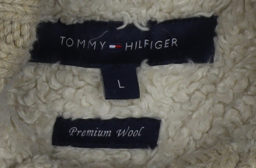 Tommy Hilfiger Beige Wool Full Zip Men's Jumper - L