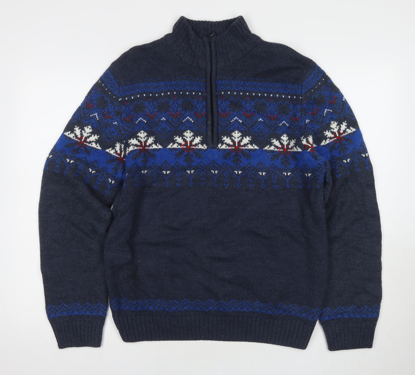 Atlas for Men Blue Fair Isle Pullover, Men's L