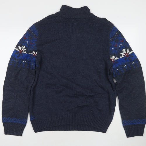 Atlas for Men Blue Fair Isle Pullover, Men's L