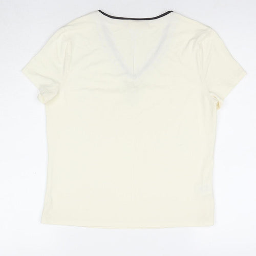 CC Women's Ivory V-Neck T-Shirt M