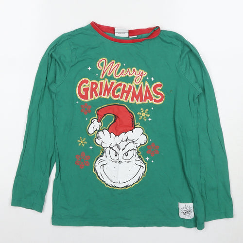 The Grinch Boys Green Christmas T-Shirt, Size 10-11, Long Sleeve