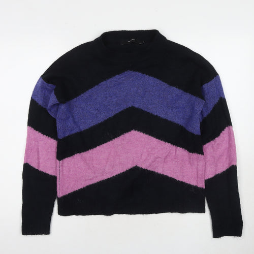 Vero Moda Women's Black Pink S Geometric Knit Jumper