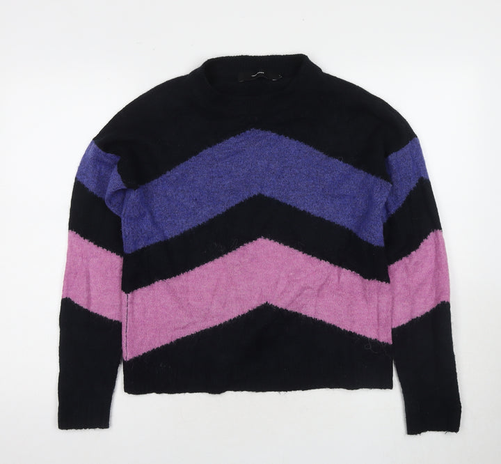 Vero Moda Women's Black Pink S Geometric Knit Jumper