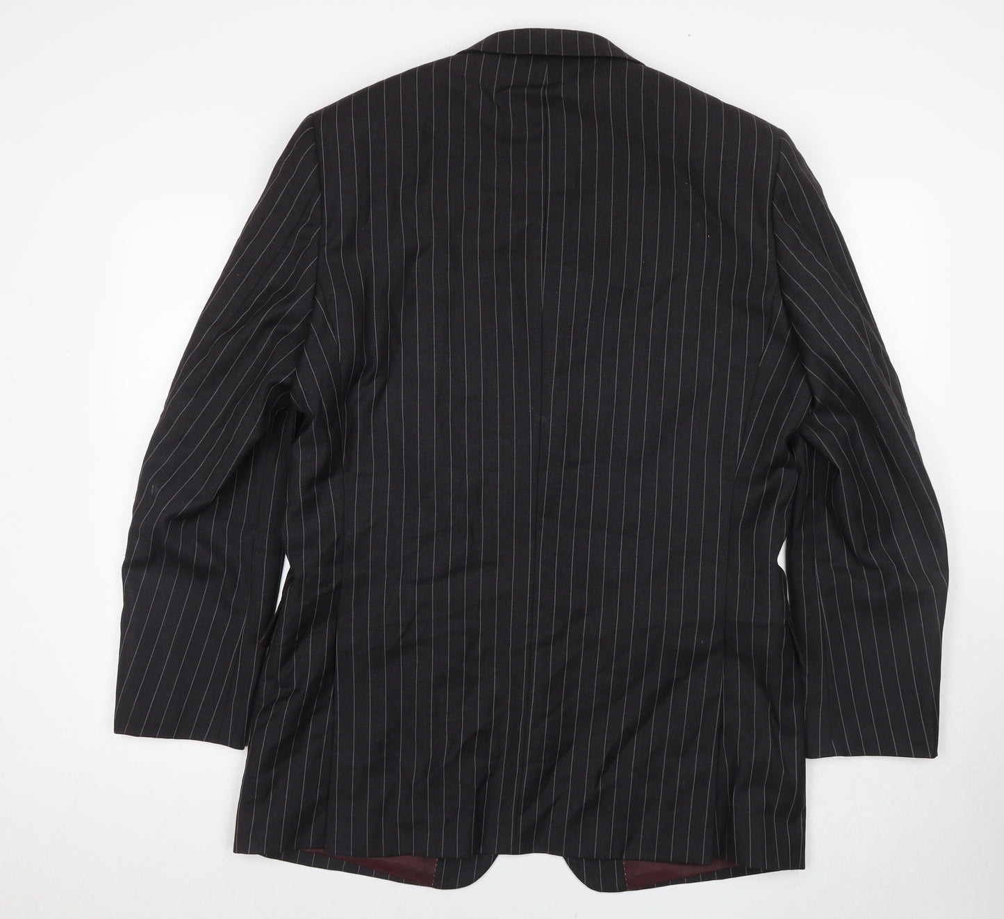 Dehavilland Men's Black Wool Blazer, Size 42L, Striped