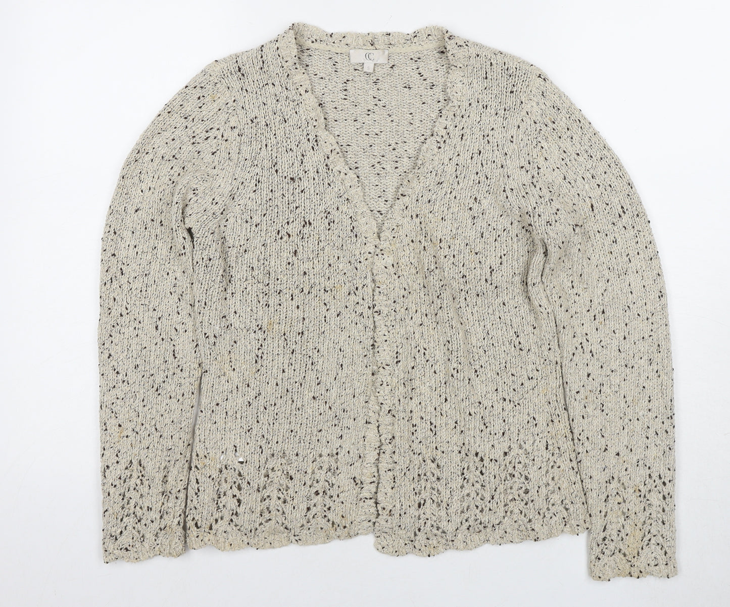 CC Women's Beige V-Neck Silk Blend Cardigan, Size S