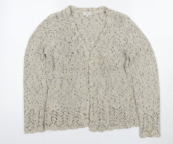 CC Women's Beige V-Neck Silk Blend Cardigan, Size S