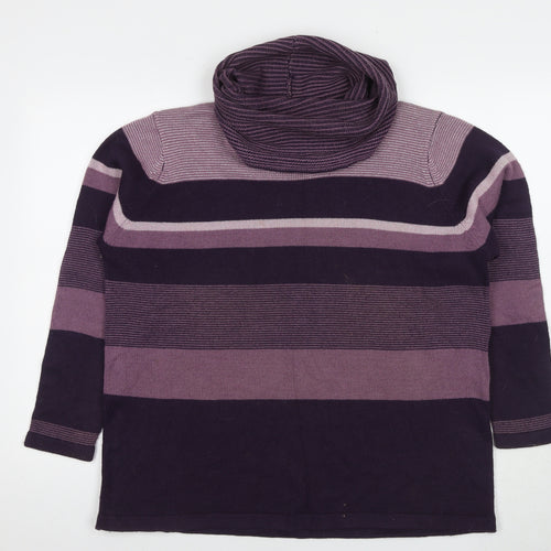 Isle Women's Multicoloured XL Striped Cowl Neck Pullover