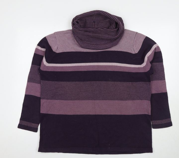 Isle Women's Multicoloured XL Striped Cowl Neck Pullover