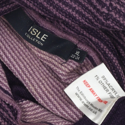 Isle Women's Multicoloured XL Striped Cowl Neck Pullover