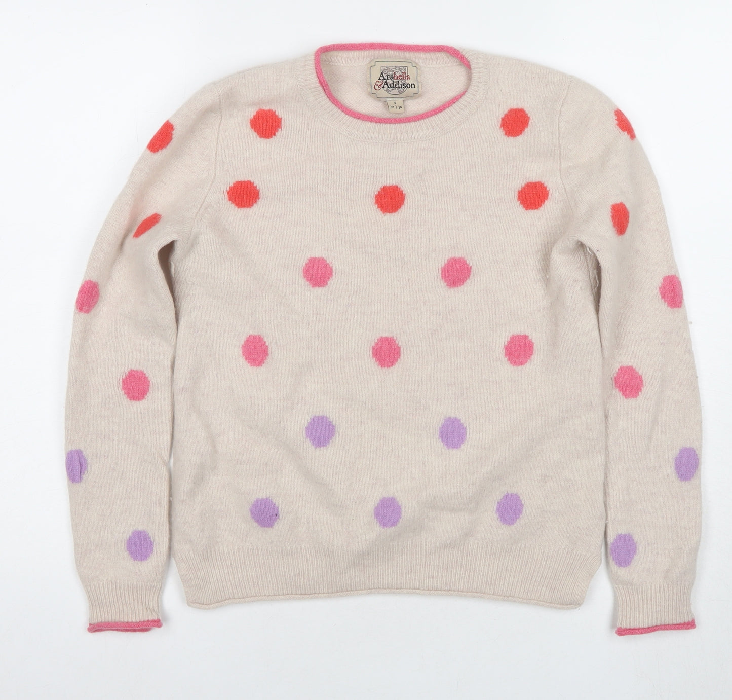 Arabella & Addison Women's Beige Polka Dot Jumper S