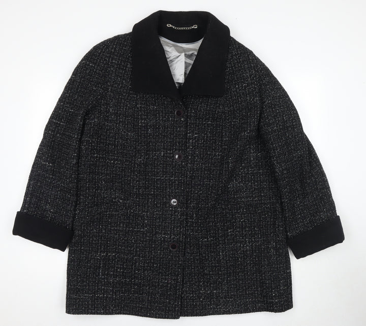 Berkertex Women's Black Wool Blend Coat Size 18