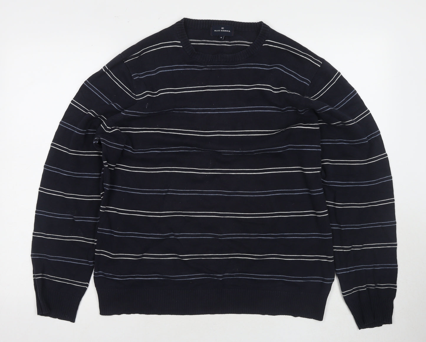 Marks and Spencer Men's Black Striped Pullover Jumper M