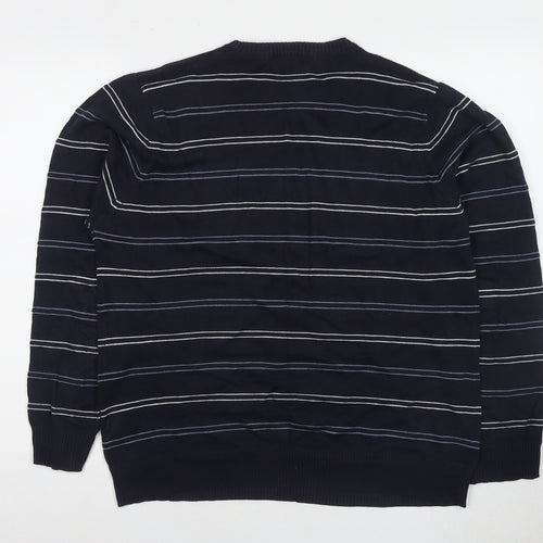 Marks and Spencer Men's Black Striped Pullover Jumper M