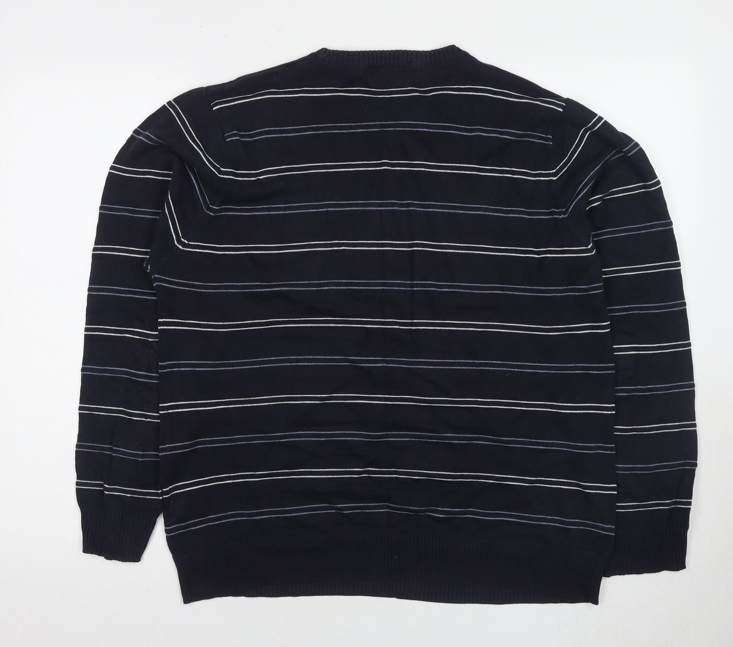 Marks and Spencer Men's Black Striped Pullover Jumper M