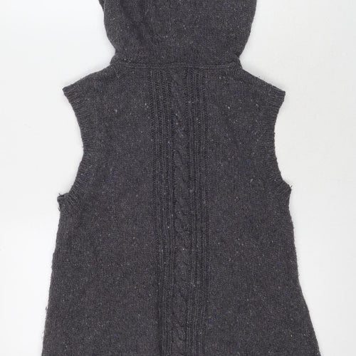 White Stuff Women's Grey Cable-Knit Hooded Vest Size 10