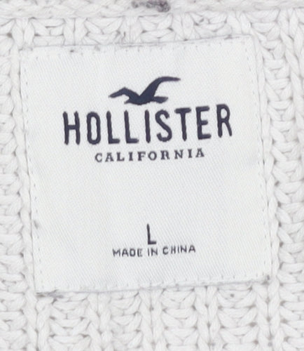 Hollister Women's White Striped Pullover Jumper L