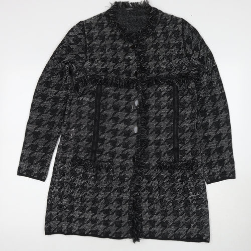 Faber Women's Black Cardigan Size 12 Houndstooth Knit