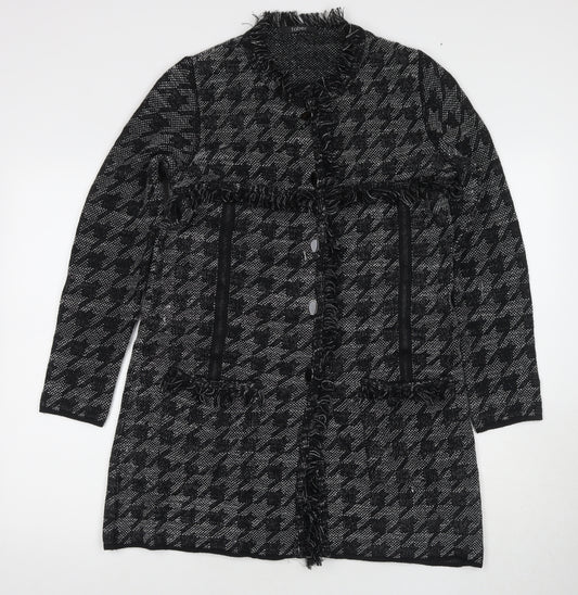 Faber Women's Black Cardigan Size 12 Houndstooth Knit