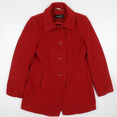 Planet Women's Red Wool Blend Mid-Length Overcoat, Size 8