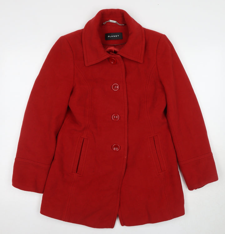 Planet Women's Red Wool Blend Mid-Length Overcoat, Size 8