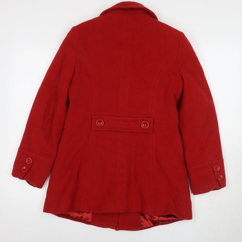 Planet Women's Red Wool Blend Mid-Length Overcoat, Size 8