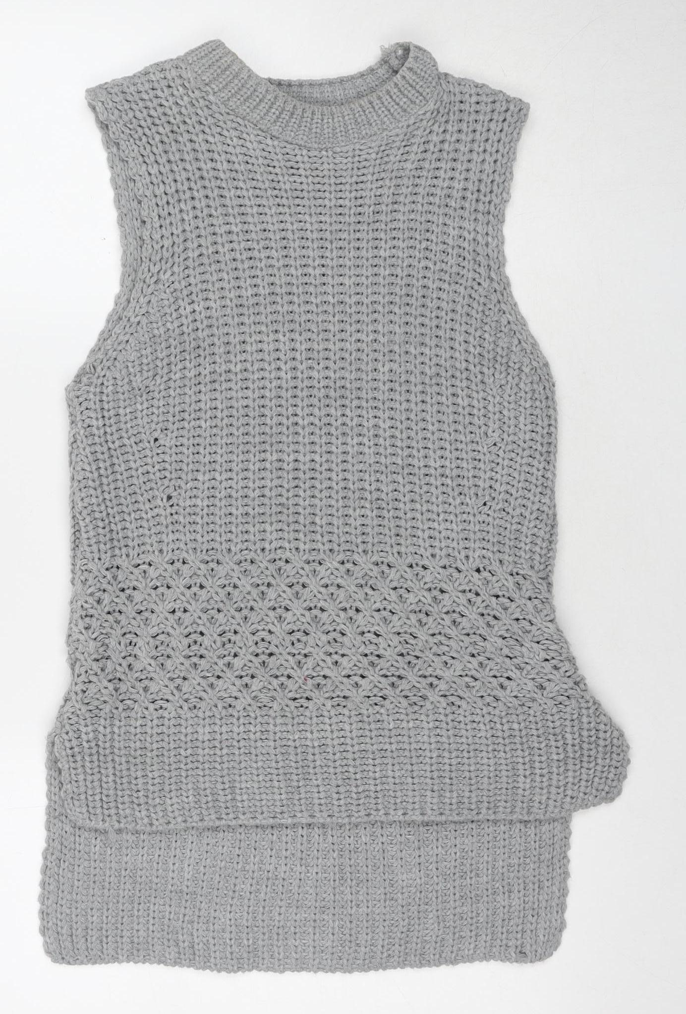 QED London Women's Grey Sleeveless Knit Vest Size M/L