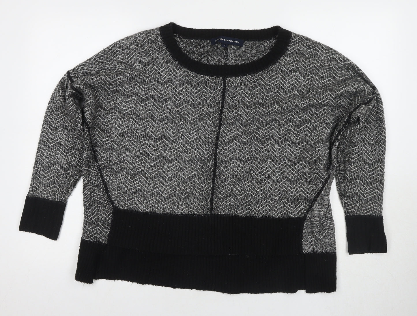 French Connection Women's Black Geometric Knit Jumper S