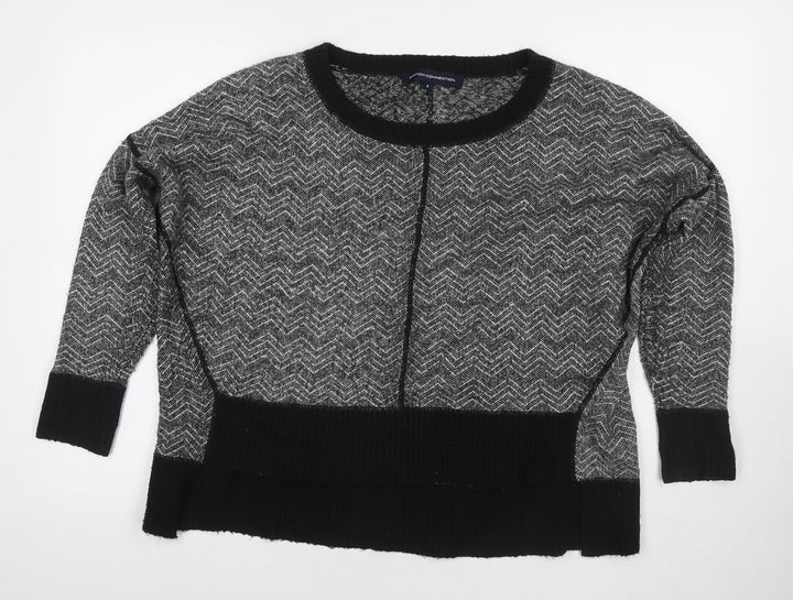 French Connection Women's Black Geometric Knit Jumper S