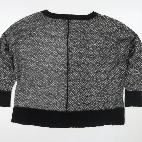 French Connection Women's Black Geometric Knit Jumper S