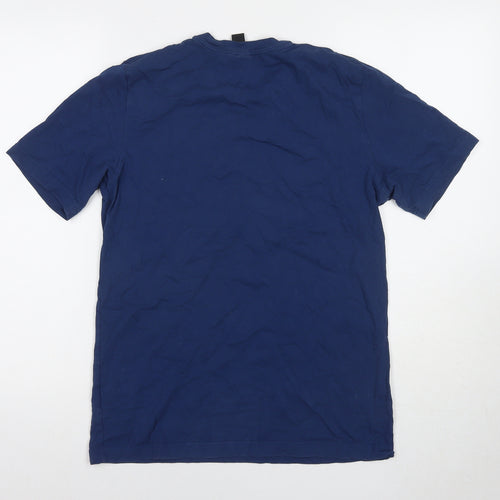 Adidas Men's Blue Cotton Regular Fit T-Shirt