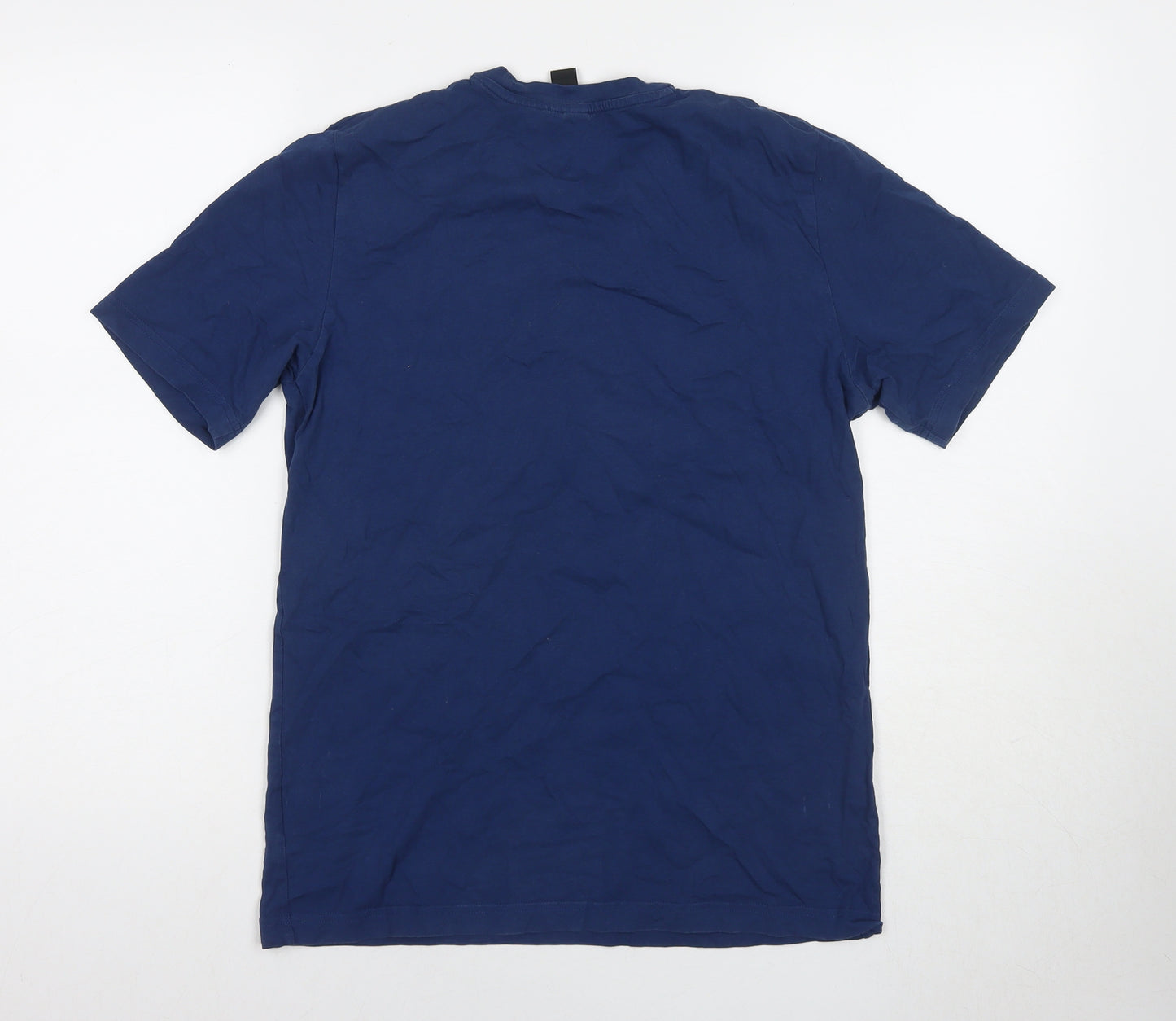 Adidas Men's Blue Cotton Regular Fit T-Shirt