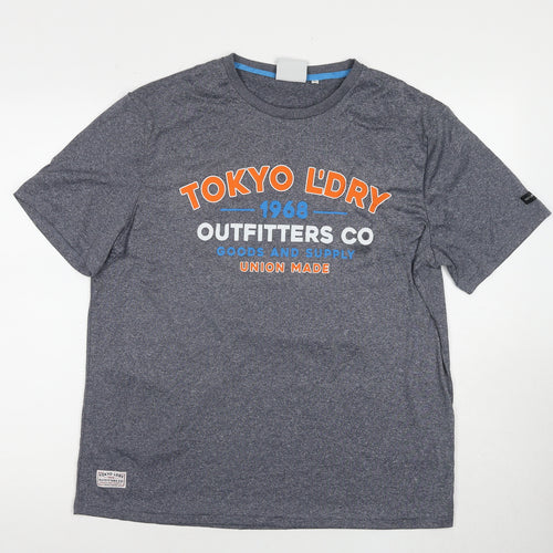 Tokyo Laundry Men's Grey Short Sleeve Graphic T-Shirt L