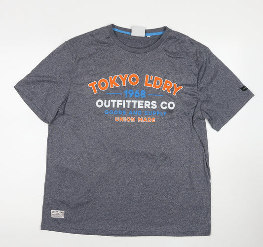 Tokyo Laundry Men's Grey Short Sleeve Graphic T-Shirt L