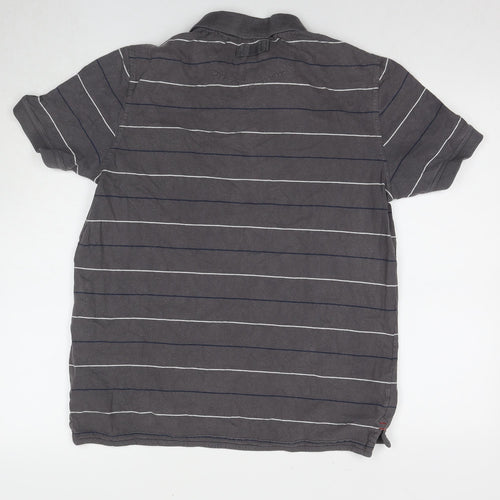 FatFace Men's Grey Striped Polo Shirt Size L