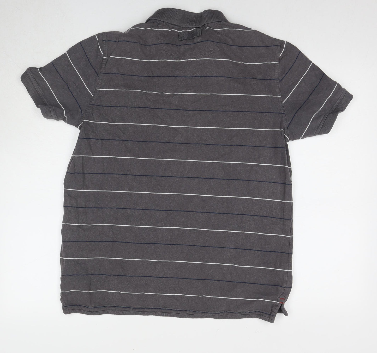 FatFace Men's Grey Striped Polo Shirt Size L