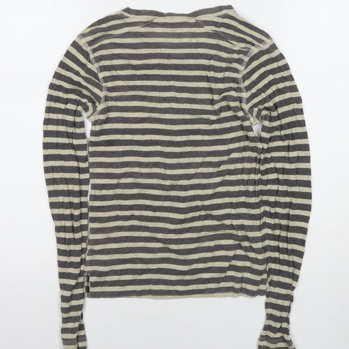 Wrap London Women's Beige Black Striped T-Shirt Size 10