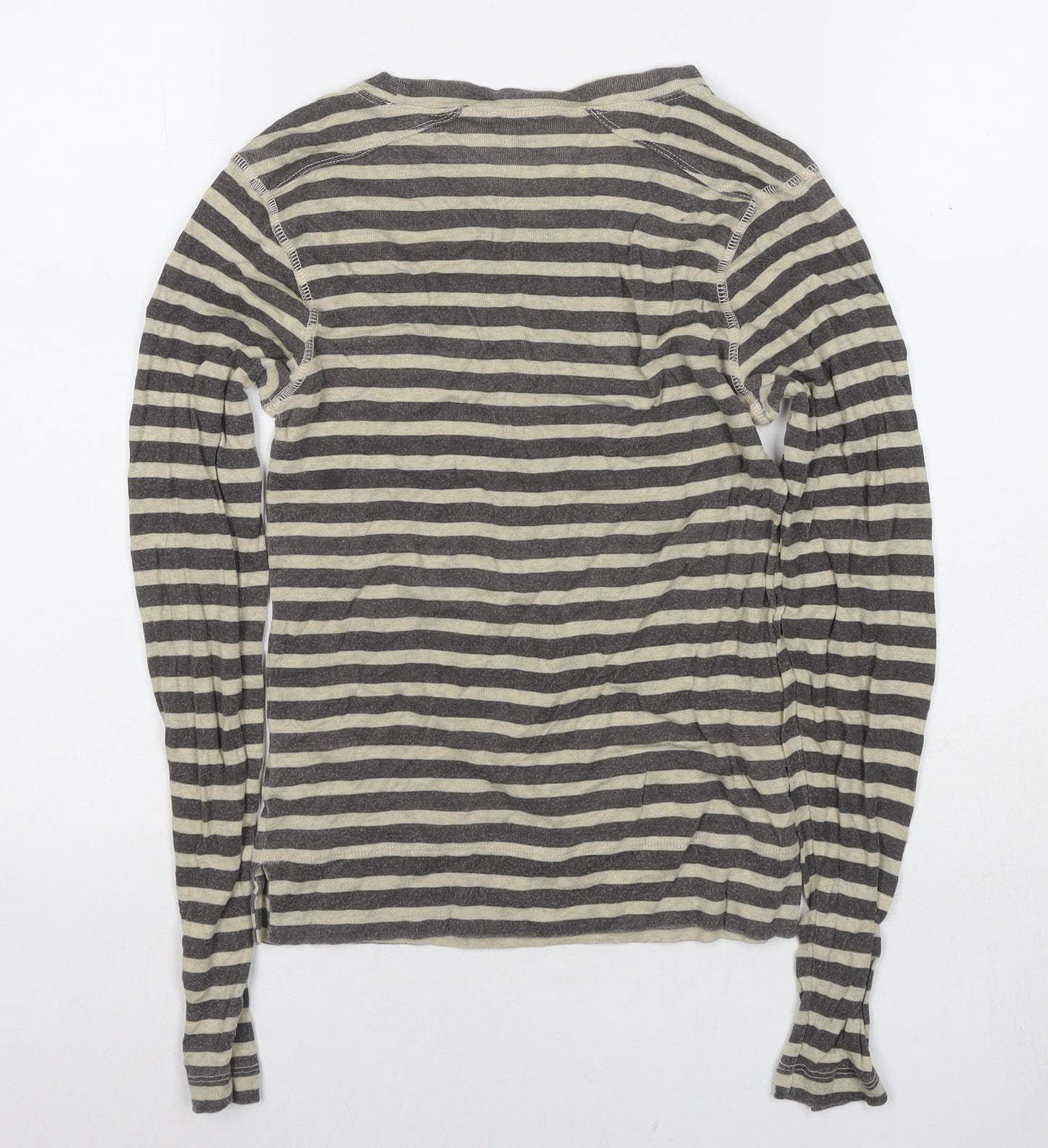 Wrap London Women's Beige Black Striped T-Shirt Size 10