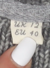 White Stuff Women's Grey Knit Cardigan, Size 12, Full Zip Casual Jumper