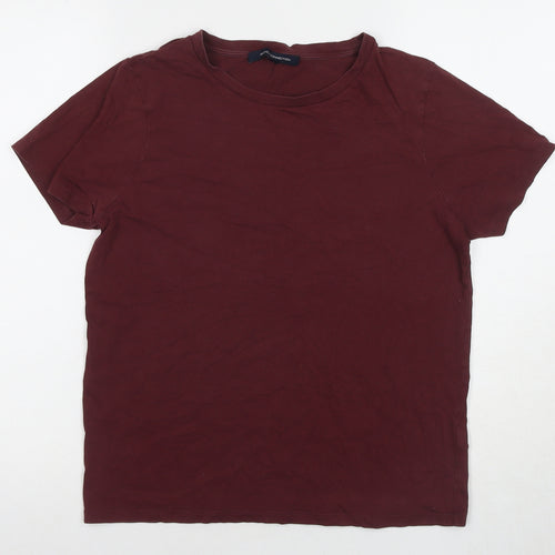 French Connection Men's Red Cotton Crew Neck T-Shirt