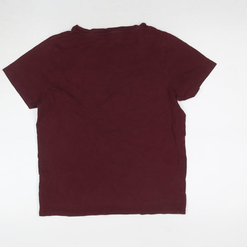 French Connection Men's Red Cotton Crew Neck T-Shirt