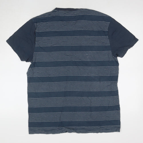 Penguin Men's Blue Striped T-Shirt, XL, Short Sleeve