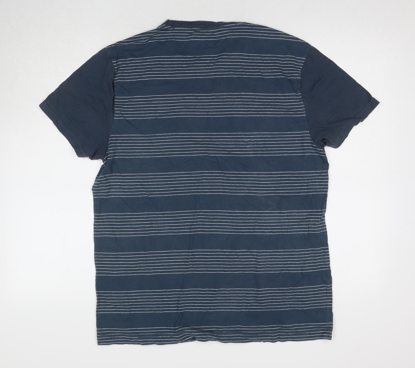 Penguin Men's Blue Striped T-Shirt, XL, Short Sleeve