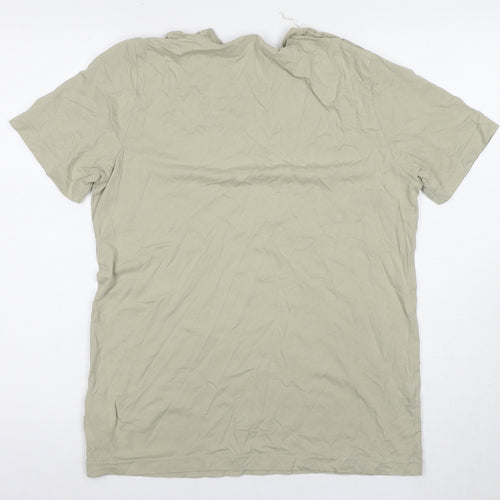 Puma Men's Beige Cotton Logo T-Shirt, Medium