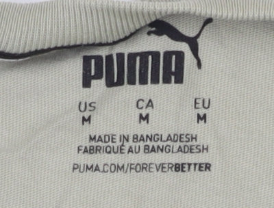 Puma Men's Beige Cotton Logo T-Shirt, Medium