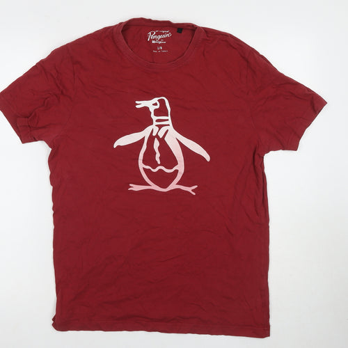 Original Penguin Men's Red Graphic T-Shirt, L, Casual Cotton Tee