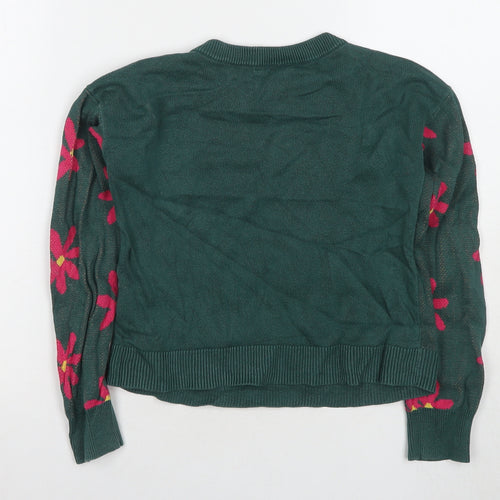 GAP Kids Girls Green Floral Pullover Jumper M Cotton
