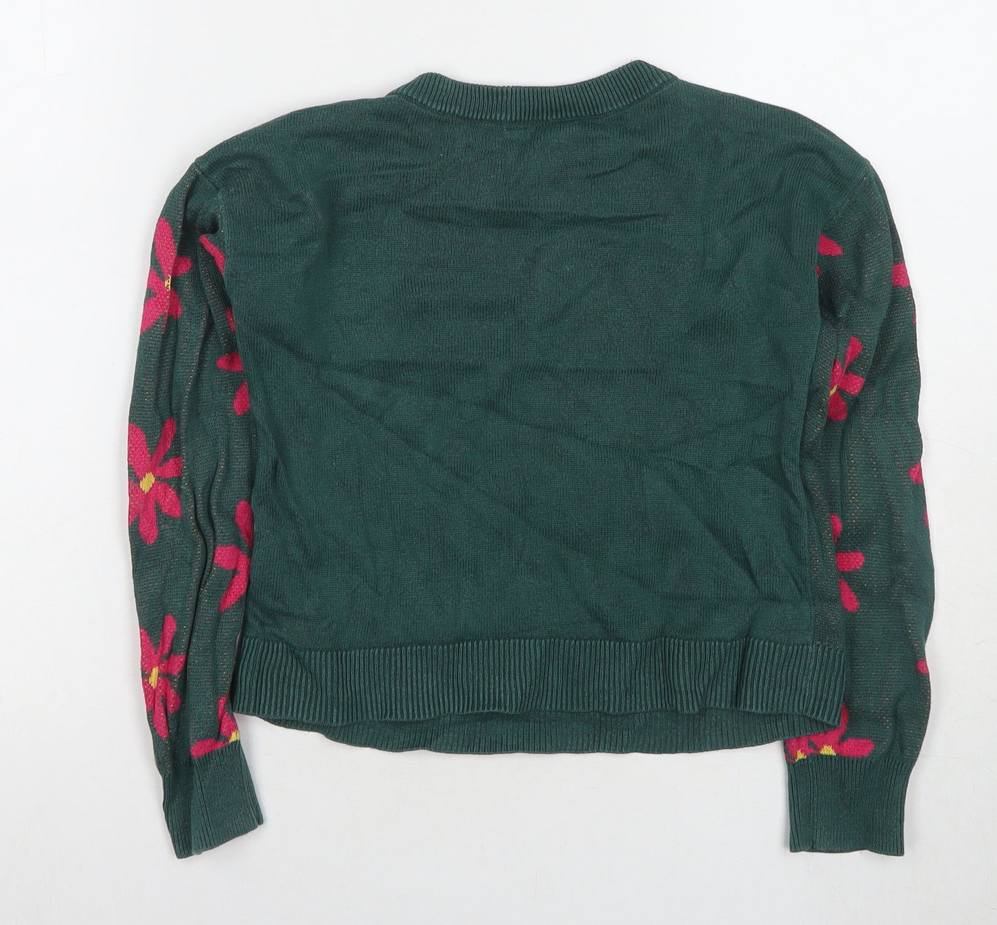 GAP Kids Girls Green Floral Pullover Jumper M Cotton