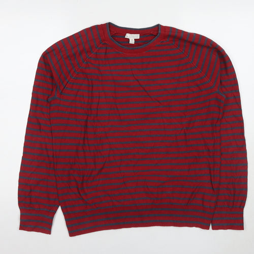 Gap Men's Red Striped Pullover Jumper Large